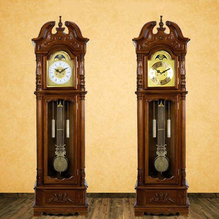 机械钟雕刻美式雕刻坐地座钟钟表立式木制摆件立钟