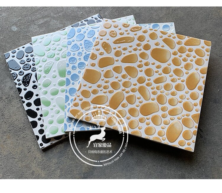 蓝色水滴300300抛晶砖厨房厕所阳台广场防滑耐磨鹅卵石小地砖瓷