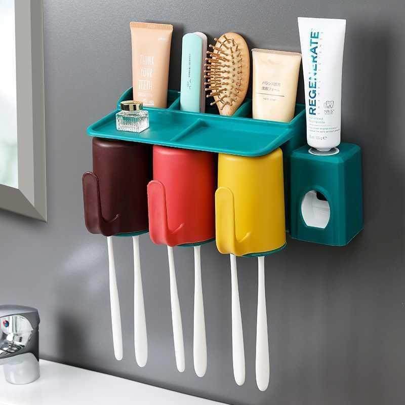 刷牙卫生间架子口杯套装杯架牙刷壁挂牙具间壁牙刷架