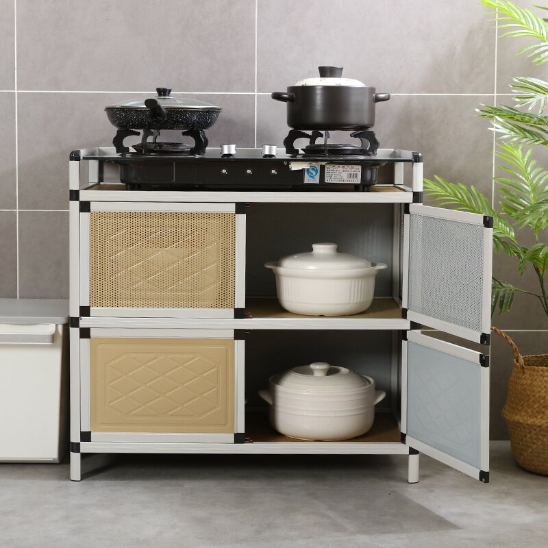 厨房经济型橱柜储物柜简约碗柜收纳灶台家用金属餐边柜