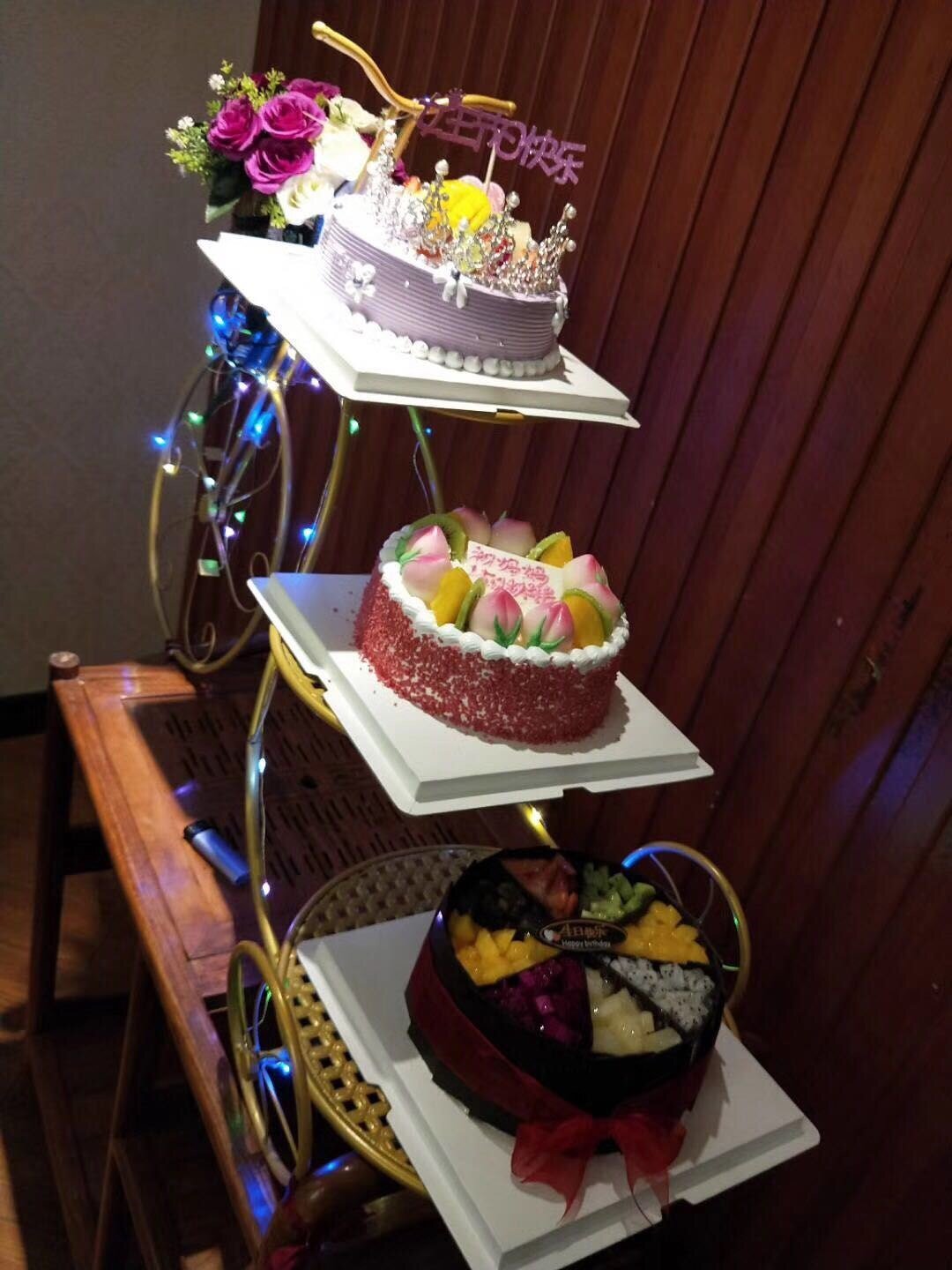 自行车蛋糕三层糕点展示架婚庆生日多层甜品花架其他架类