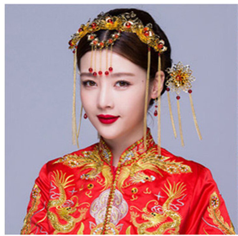 凤冠霞帔结婚额饰古代头饰旗袍配饰全套贵妃二人转发饰