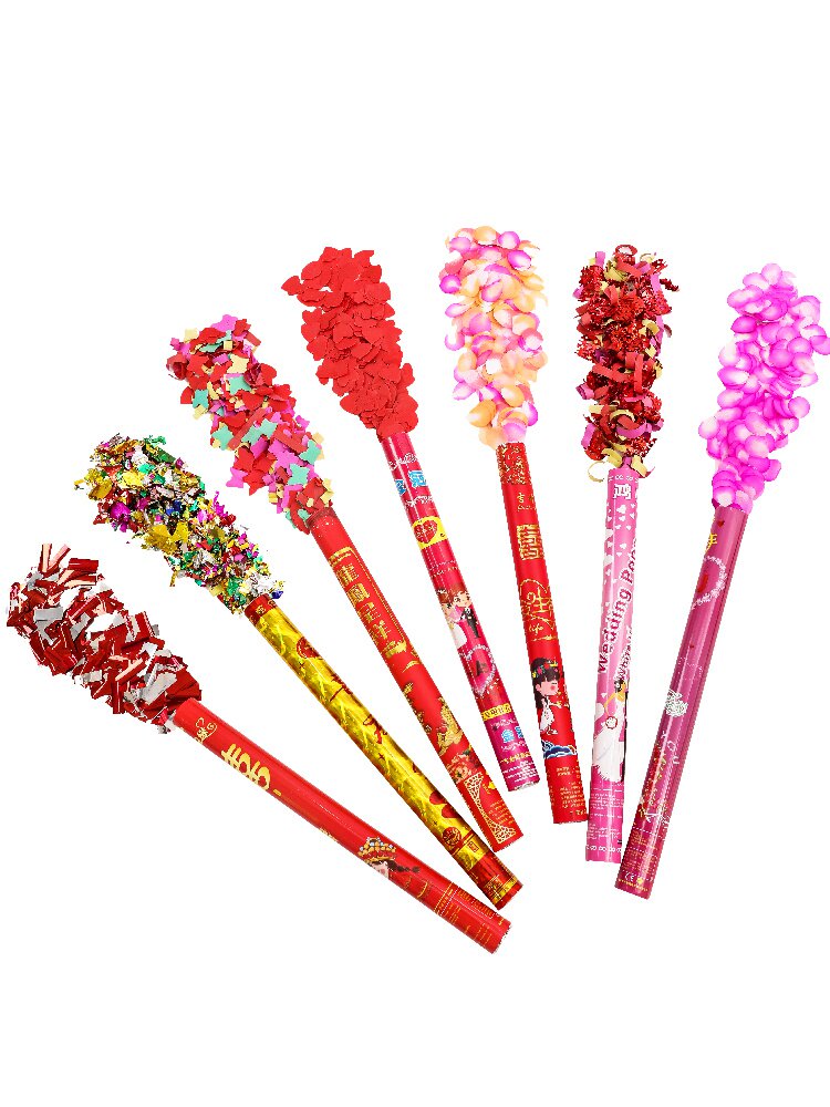 礼花礼炮花筒婚庆用品彩花手拎炮筒彩带结婚礼花