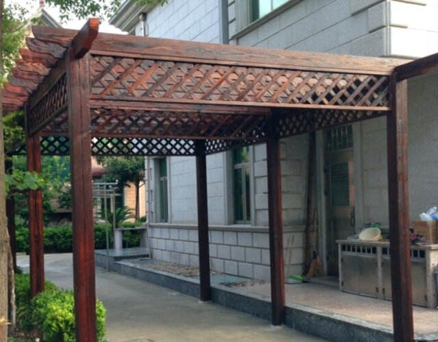 铝合金葡萄架户外庭院设计别墅阳台遮雨雨棚花园仿木花架