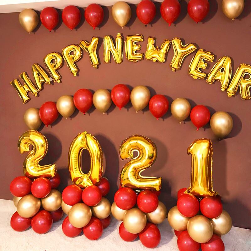布置店内活动场地年会红气氛2021中国新年气球装饰品联欢会牛年