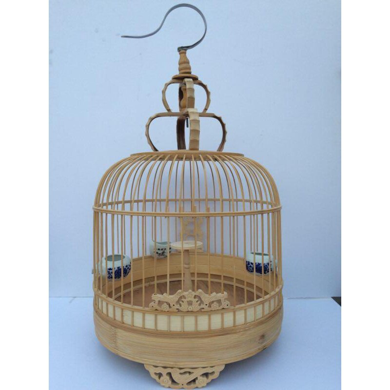 鸟笼百灵竹制云雀笼子雕刻花门花腿鸟笼