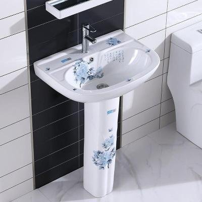 置地单人小陶瓷户型人小一体立柱楼梯洗手盆落地式立柱盆