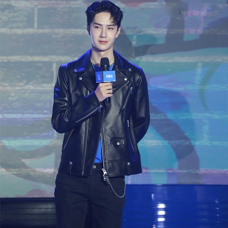 王一博皮夹克潮韩版休闲机车帅气外套pu黑色秋冬皮衣