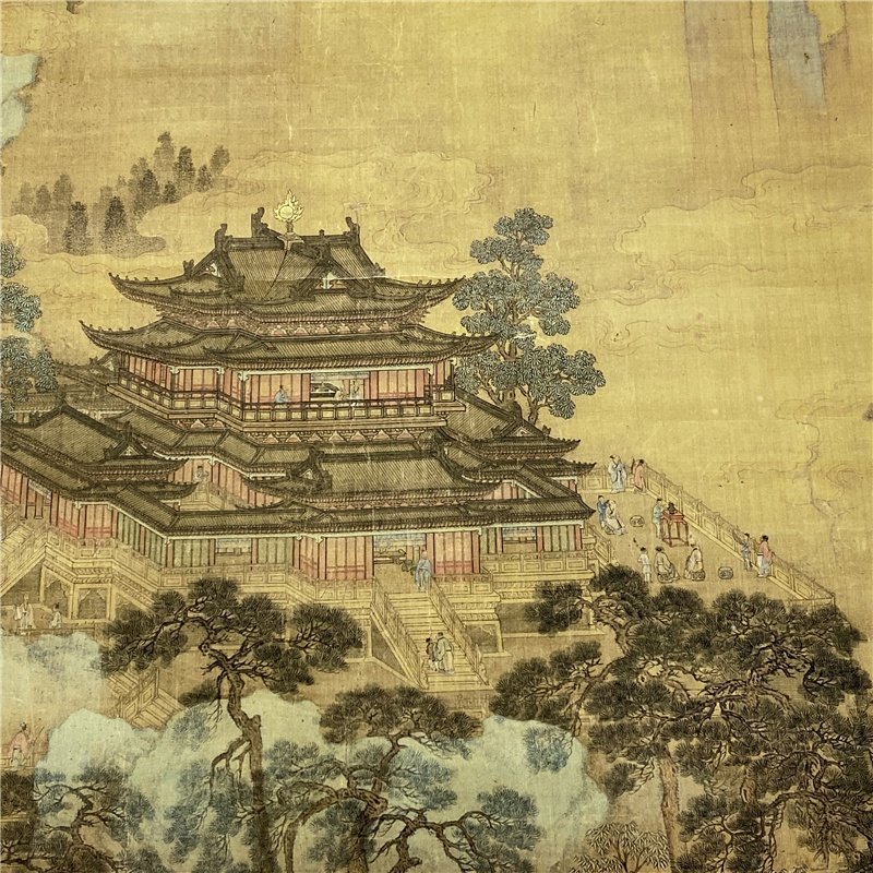 清徐蓬莱仙境985170厘米青绿山水意境装饰画微喷国画