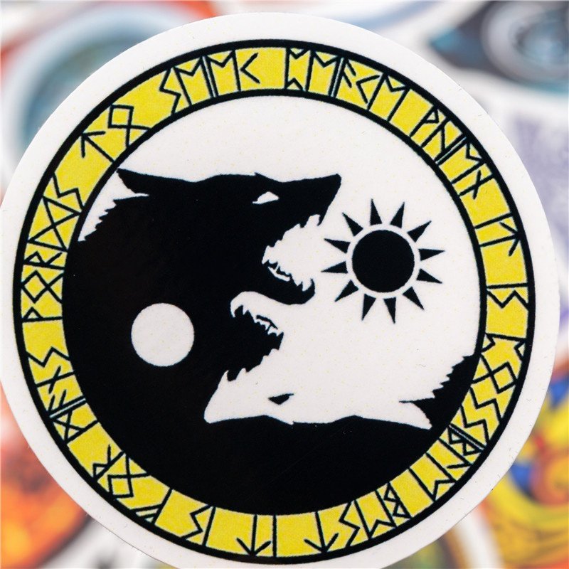 贴纸50张复古古法维京人图腾滑板笔记本卡通防水汽车装饰贴
