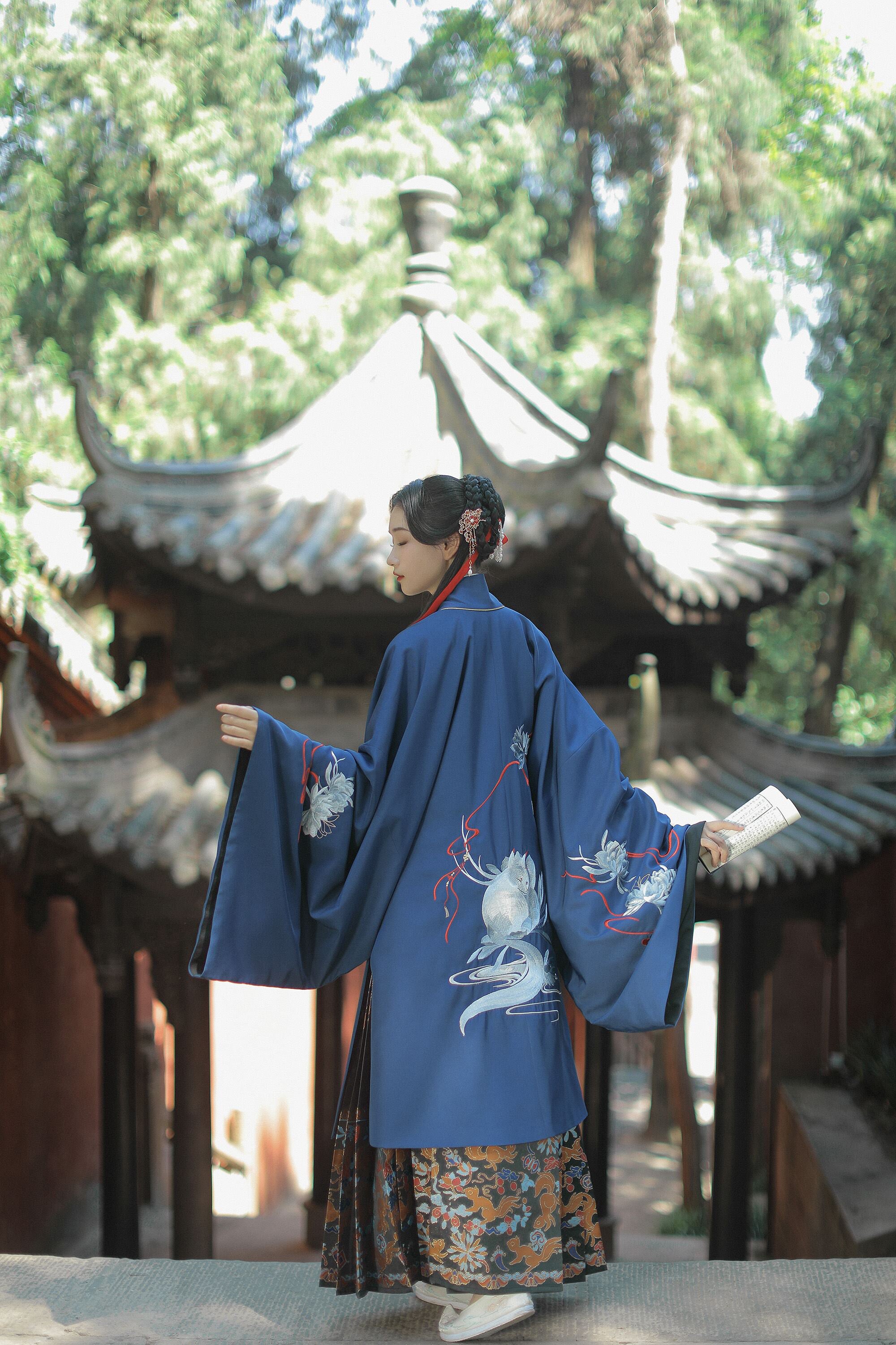 购物乘黄明制大袖披风汉服袄裙先领券再绣花汉服