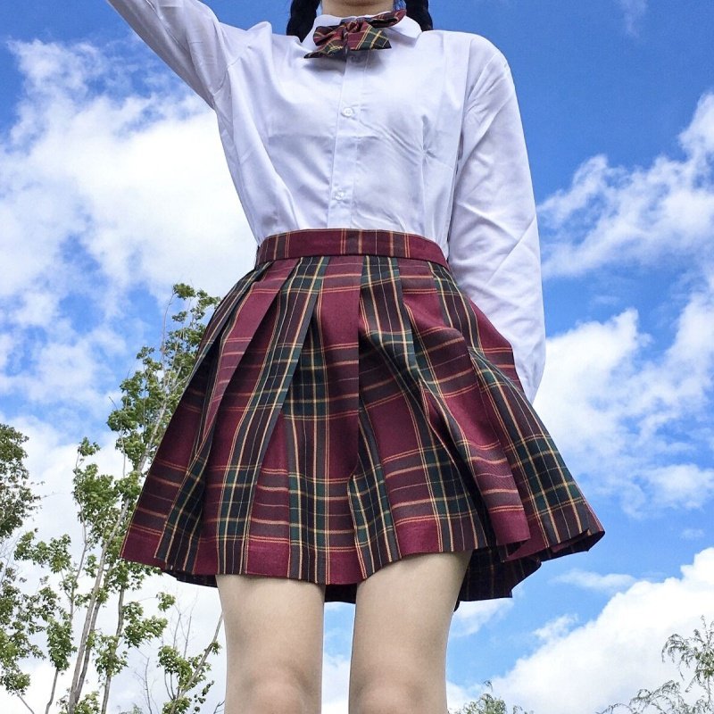 山楂树日系生女学生制服百褶裙红色学院正版jkcosplay女装