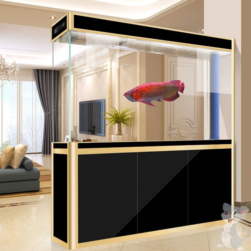 鱼缸过滤大型落地白底水族隔断家用换水客厅鱼缸