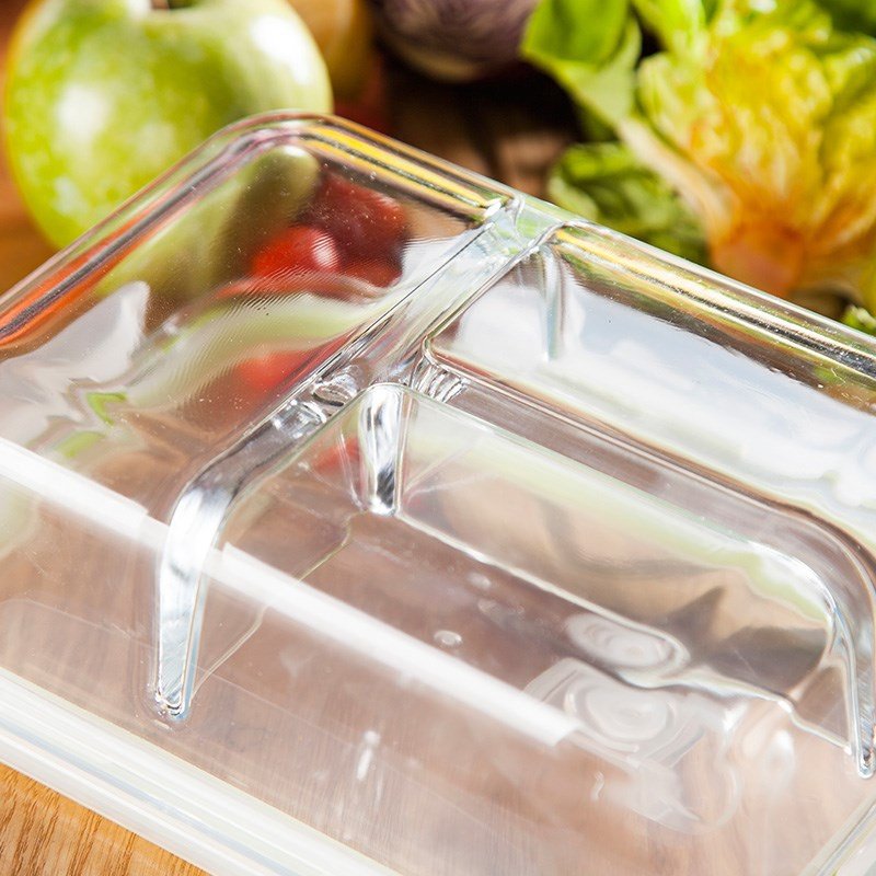 1升饭盒盒带分隔保鲜耐热玻璃3分格微微波炉保鲜盒