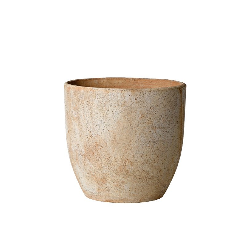 deroma陶土手工庭院阳台客厅龟背春雨白陶土摩卡花盆