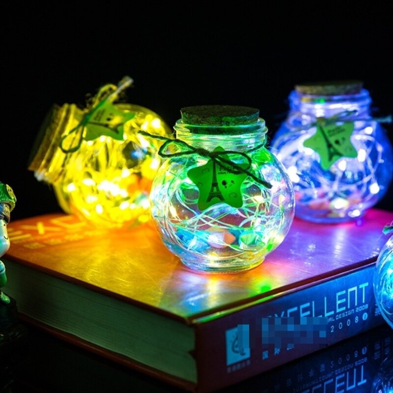 diy木塞许愿瓶玻璃玻璃星星星发光幸运星瓶带瓶盖幸运星