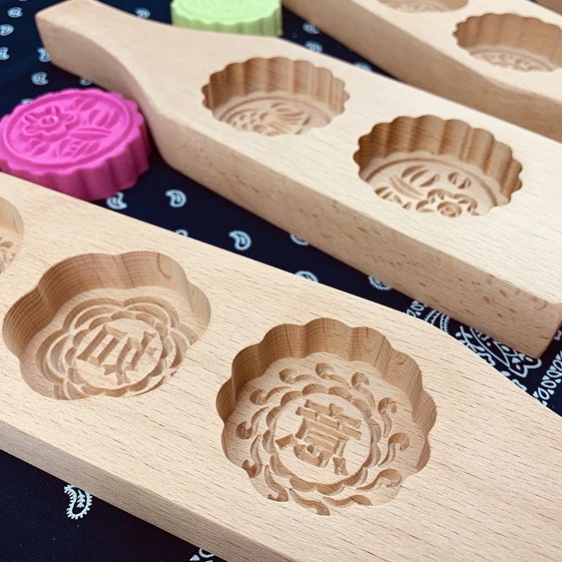 粿印模具鼠壳红桃清明桃粿木雕潮汕家用双喜烘焙模具