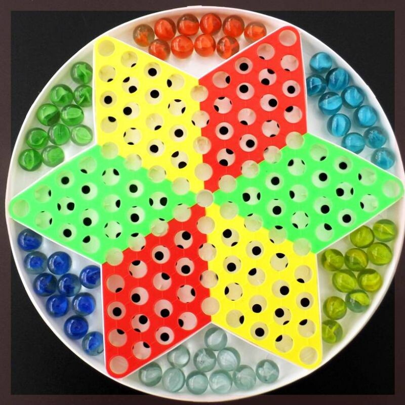 玻璃珠弹跳棋盘小学生大人休闲传统水晶多功能跳棋跳棋