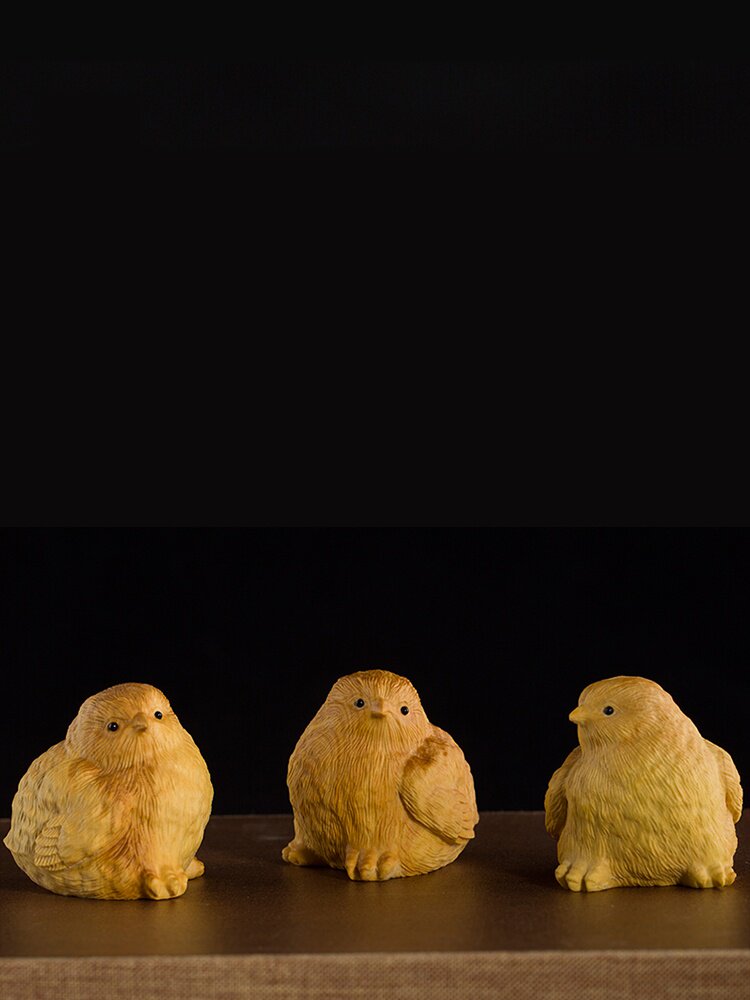 摆件黄杨木雕木雕工工艺品本命年动物把玩小鸡家居木雕