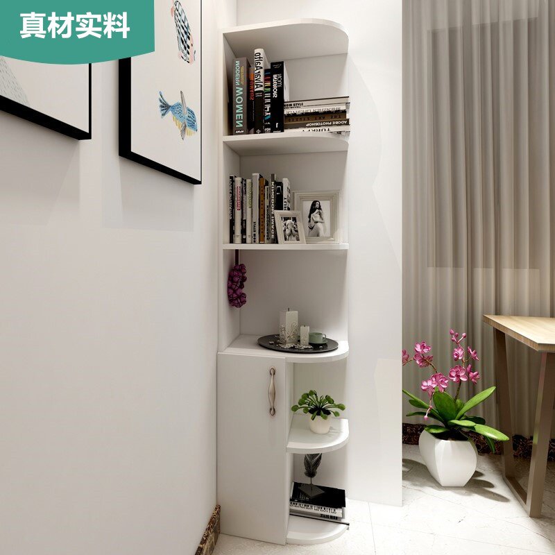 落地家用人造板鞋柜半圆形现代白色拐角转角多功能角柜