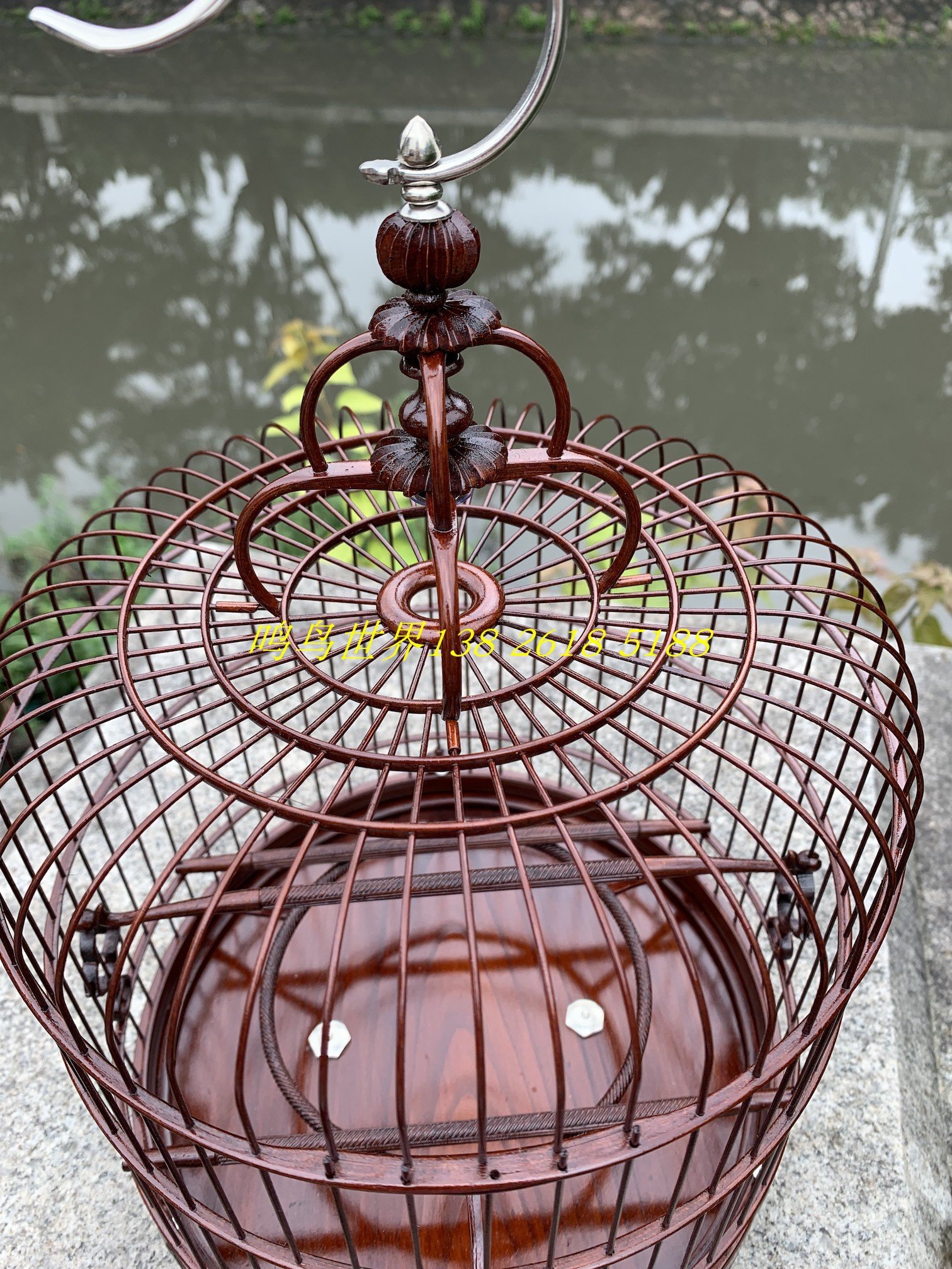 鸟笼绣眼老竹上漆金青白燕52枝清远直径23.5cm笼子