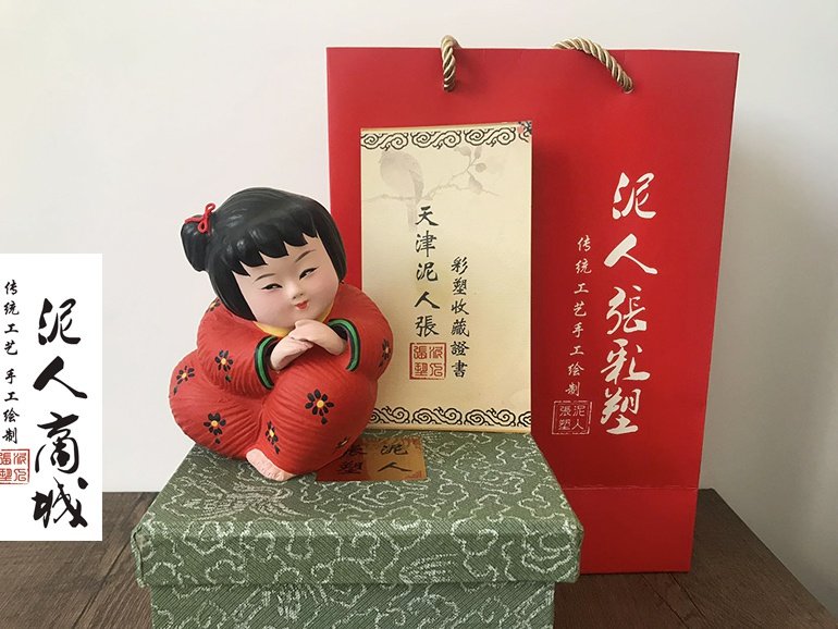 泥人中国梦娃天津张彩塑彩塑泥塑手工工艺品摆件泥人