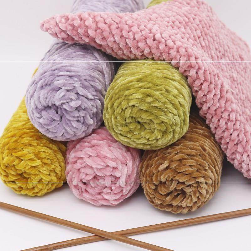 丝绒编织柔软黄色姜黄色手织毛线粗线绒线咖啡毛线