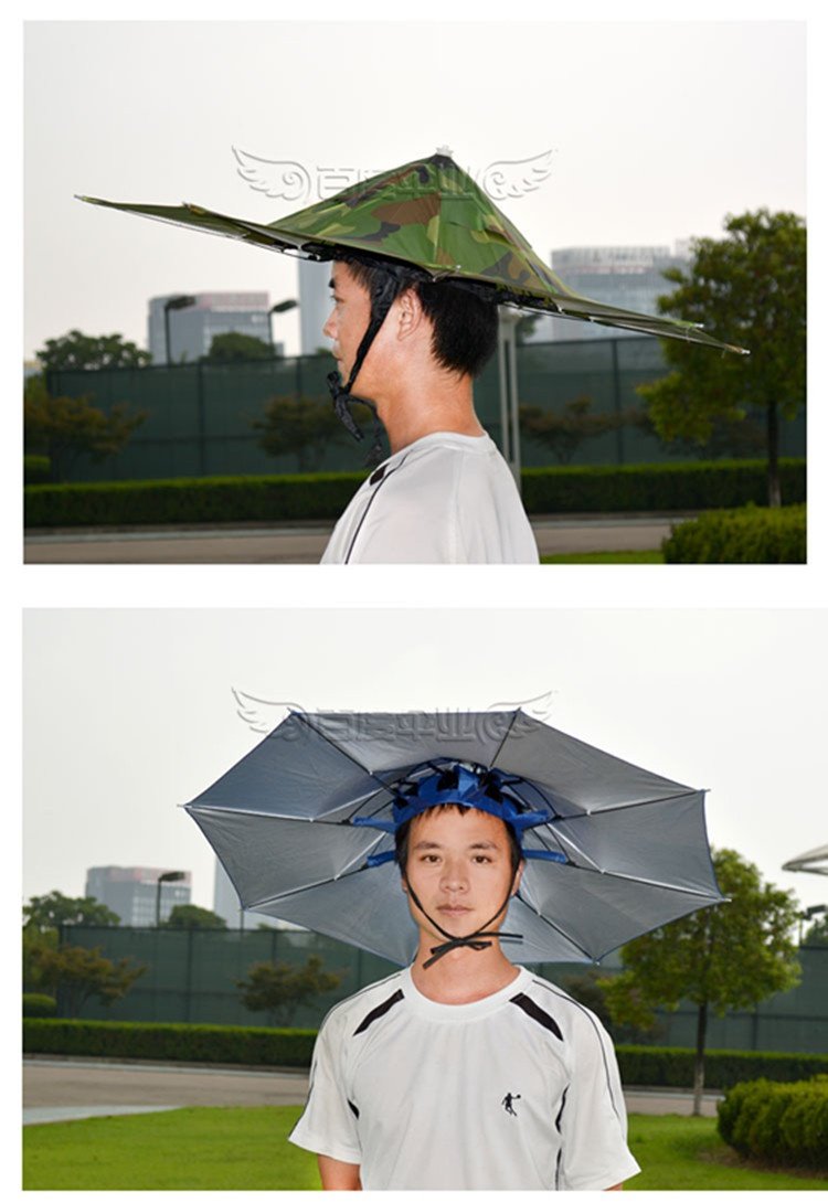 头戴钓鱼二折两折头顶折叠雨伞折伞防风防晒钓鱼伞