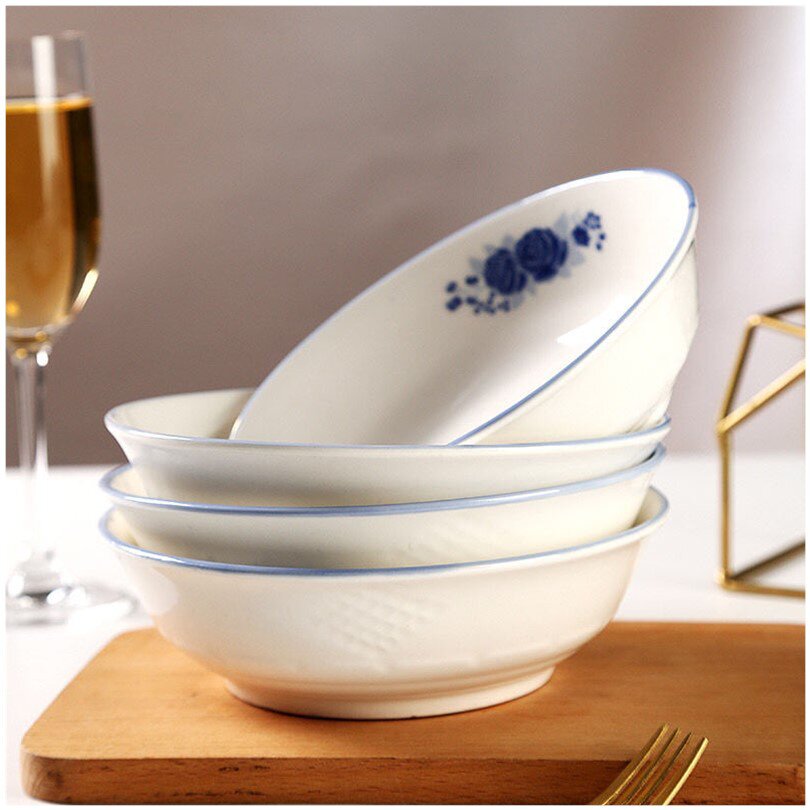 陶瓷家用小碗7寸釉餐具碗碗泡面菜斗笠拉面吃饭青花中彩日式碗碗