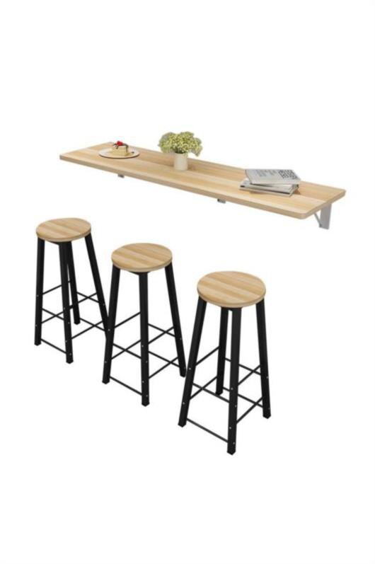 简约现代吧台桌椅省空间靠墙折叠壁挂创意圆凳吧台