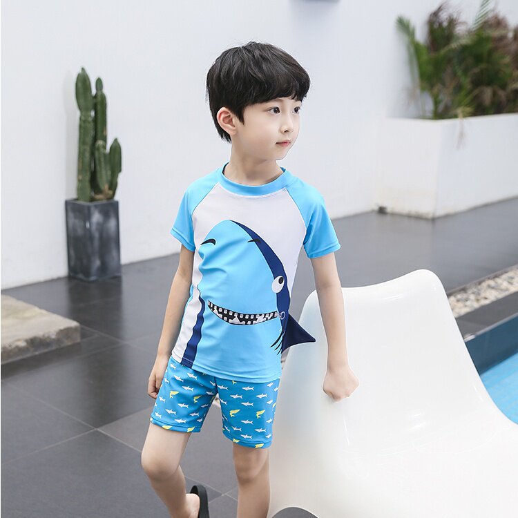 泳裤游泳宝宝泳镜小男孩平角17岁卡通3分体2男童儿童泳衣