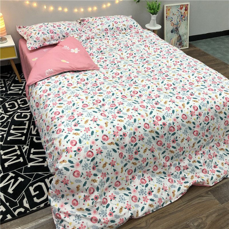 件套时尚花海田园风小碎花床单被套20m四件床单