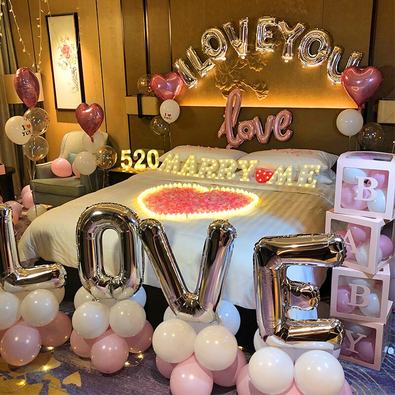 表白神器求爱套餐ktv气球场景布置惊喜浪漫房间创意装饰室内求婚