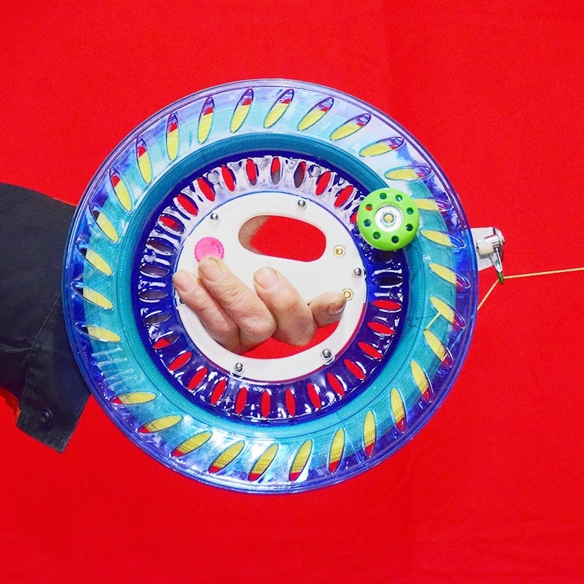 风筝线轮手握轮线轴轮盘放飞飞轮新款蓝色水晶线盘绕线板