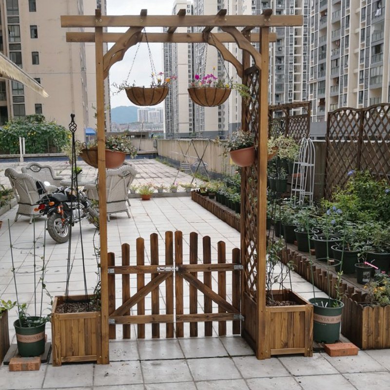 户外藤架木质架子葡萄架葡萄网格花园爬藤庭院鲜花拱门