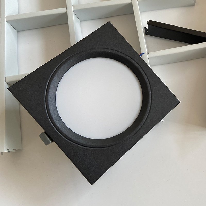 led格栅筒灯15x15嵌入式网格黑白天花射灯方形筒灯