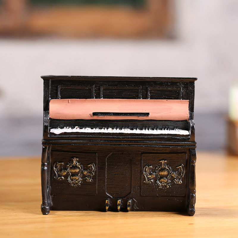 抖音新款西庸树脂工艺钢琴摆件复古英伦酒柜装饰品摆件