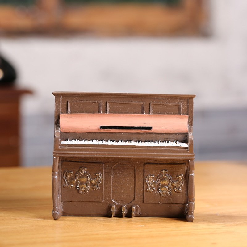 抖音新款西庸树脂工艺钢琴摆件复古英伦酒柜装饰品摆件