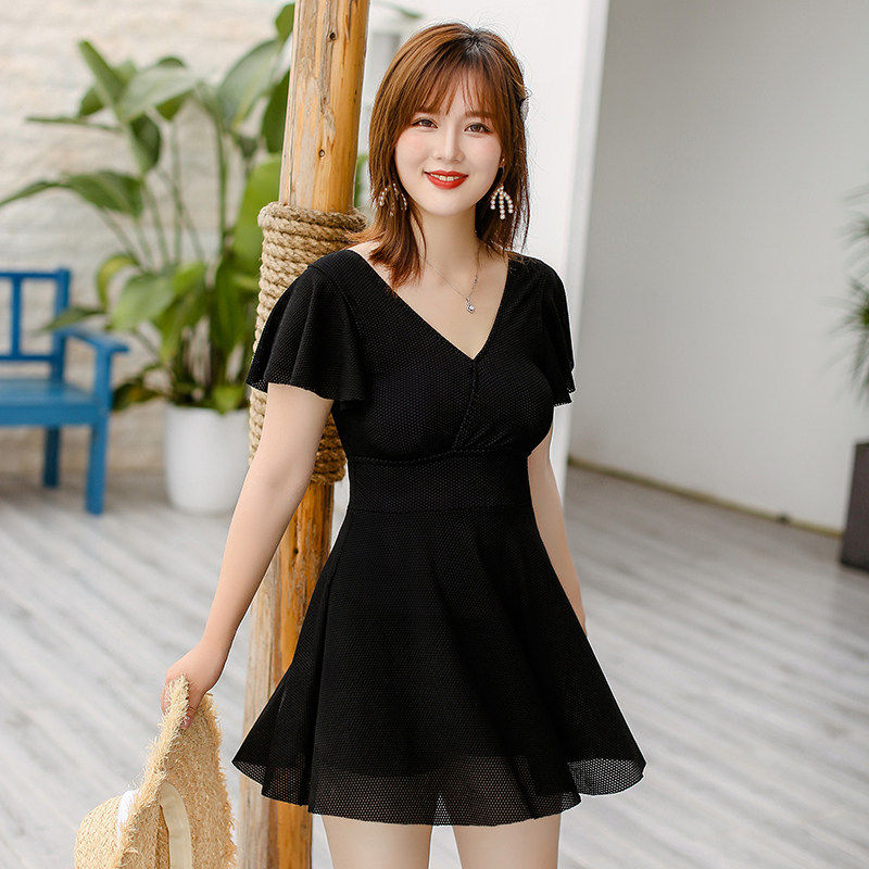 泳衣胖装加肚游泳衣保守女深250斤码遮连体mm300连体泳衣