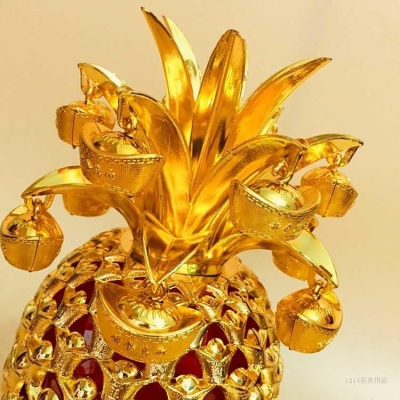 招财金菠萝摆件摇钱树大号元宝招财树树带灯光光可摆件