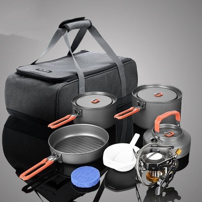 野餐炉具套锅多功能炊具不粘锅登山装备野外露营套锅