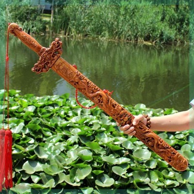 桃木开光16米九龙龙剑剑架木剑镇宅辟邪纳木工艺木雕