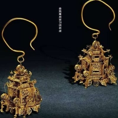 麓家新品文物亭台楼阁凉亭宫灯流苏耳环耳饰复古耳环