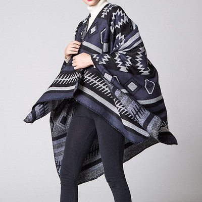 清仓西部牛仔男士开叉披风风斗欧美仿绒保暖空调围巾