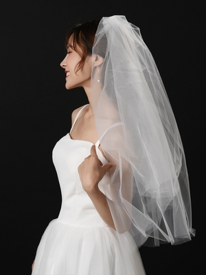 头纱拍照新娘头饰少女系白色纱网红道具简约背景布类