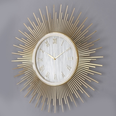 挂钟欧式太阳太阳钟钟表餐厅墙面静音铁艺装饰挂钟