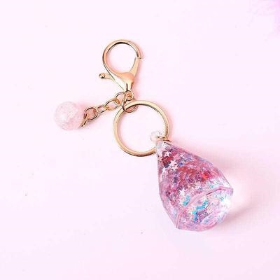 水晶流沙钥匙扣水滴星星闪粉手机链包包装饰挂件钥匙扣