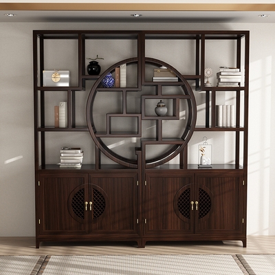 新中式展示柜书架办公屏风酒柜置物架隔断多宝格