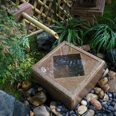 景观石钵流水摆件日式水景景石户外庭院花园石雕