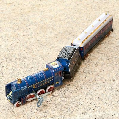 火车玩具超长3节铁皮发条经典蒸汽摄影道具发条玩具